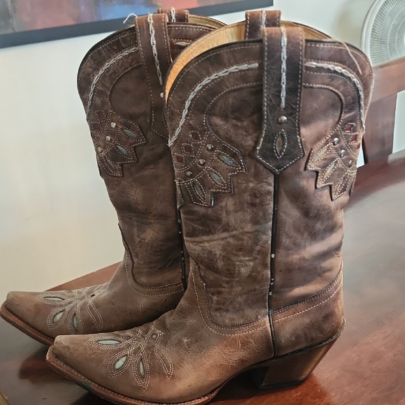 Tony Lama Shoes - Tony Lamas Brown Western Cowboy Boots